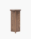 Affe pedestal in dark oak, minimalistic design emphasizing rich solid wood craftsmanship.