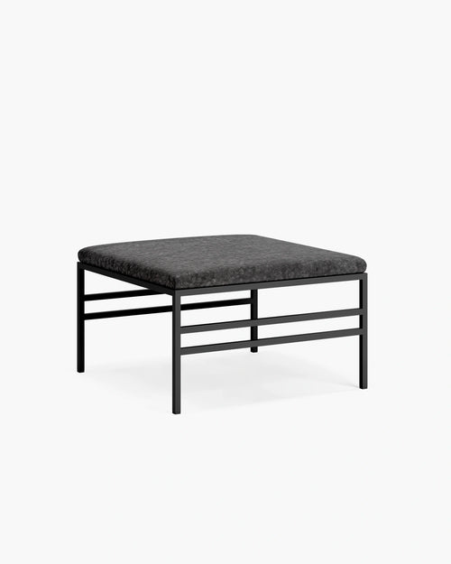 Anton Bench in black bouclé, modern design with textured fabric, perfect for adding style to contemporary spaces.