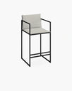 Bruno outdoor bar stool in black with luxury marble acrylic finish, perfect for modern patios.