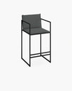 Bruno outdoor bar stool in black with onyx acrylic, combining elegance and function for modern outdoor living.