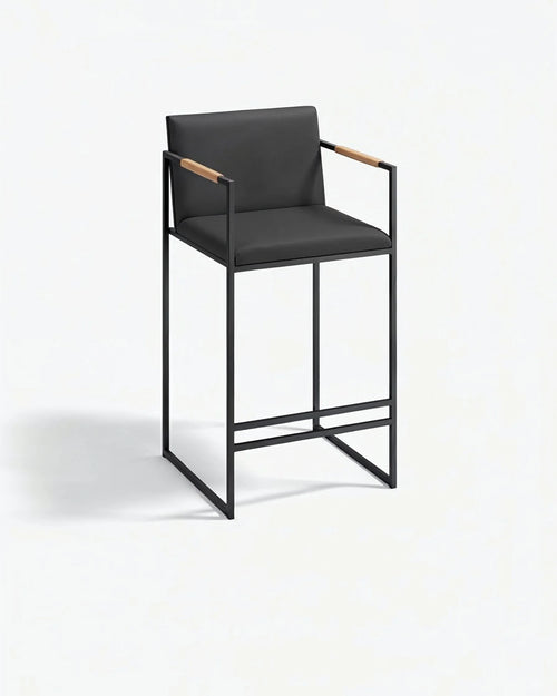 Tabouret de bar Bruno - Noir - Cuir Jade black - Coffee bean
