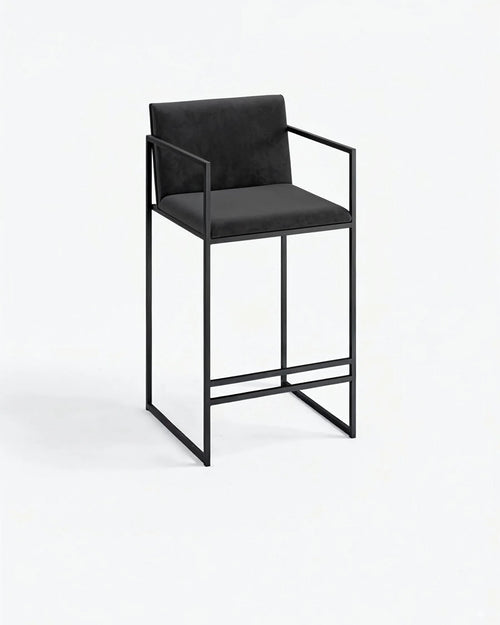 Tabouret de bar Bruno - Noir - Velours Jade black