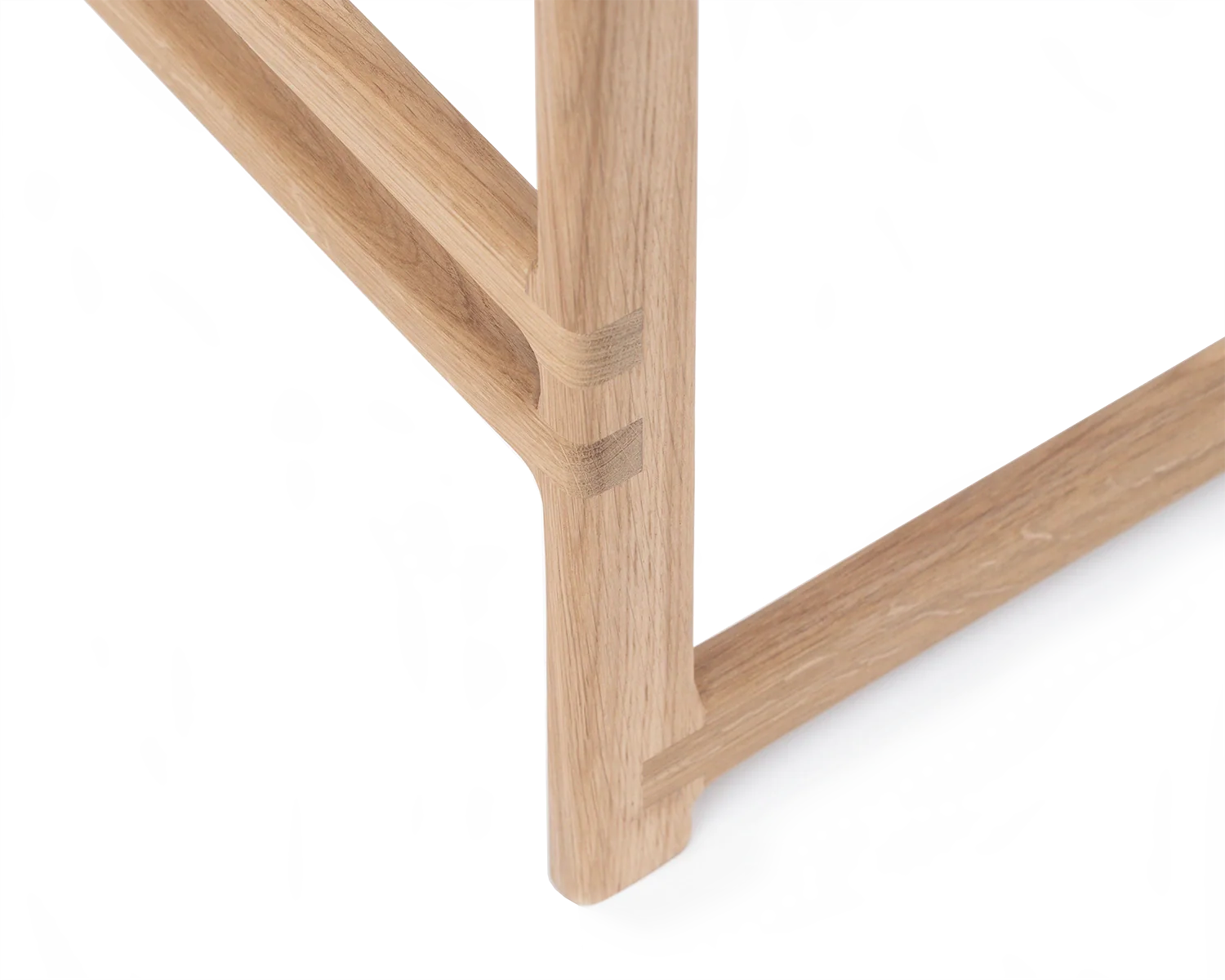 Ebba Bar Stool leg detail in light oak finish showcasing precision joinery | by Crea.