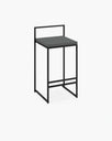 Freja outdoor bar stool in black metal with onyx cushion, perfect for modern outdoor settings.