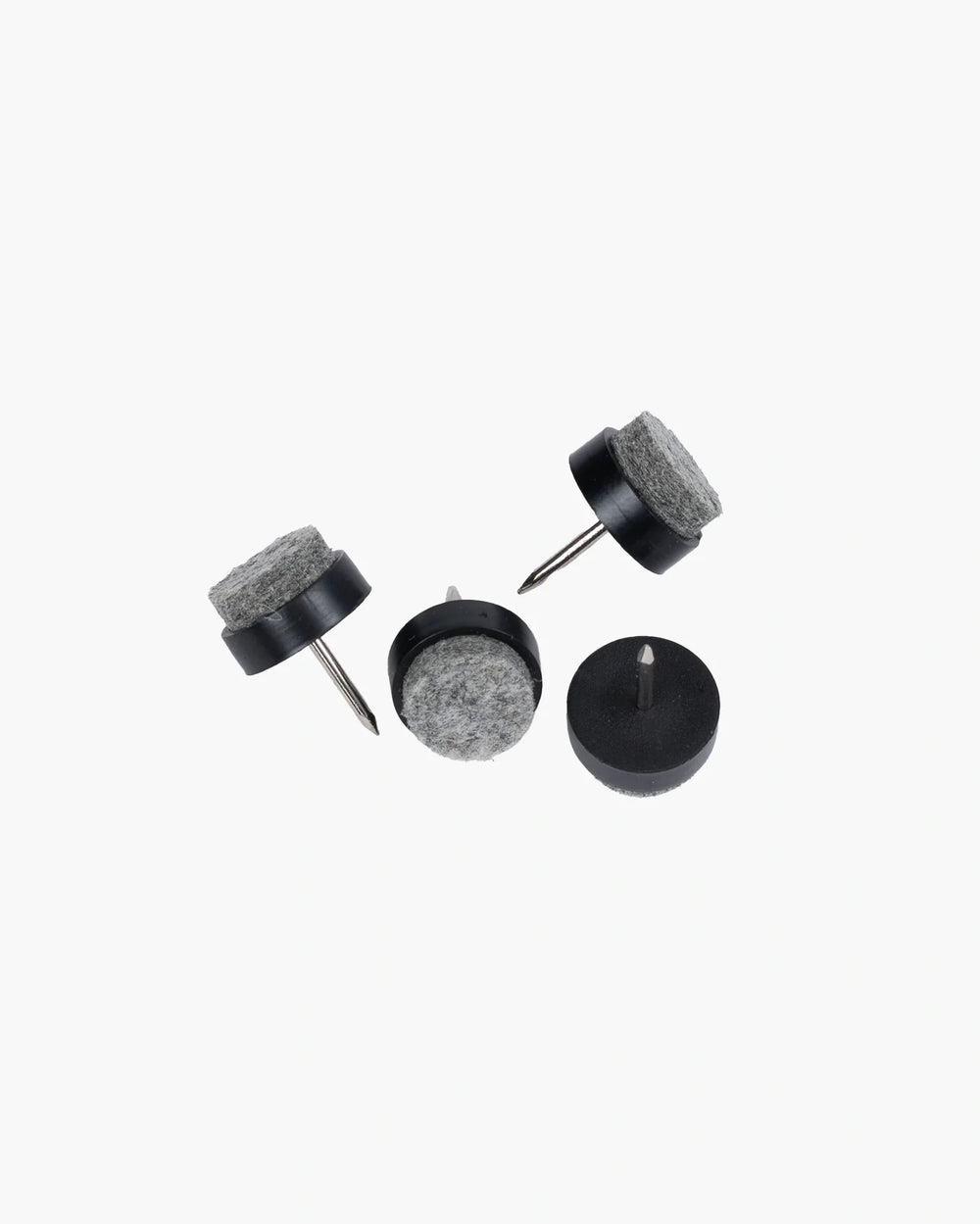 Furniture pads for floor protection, featuring durable nail design, stylish gray felt surfaces, and easy installation.