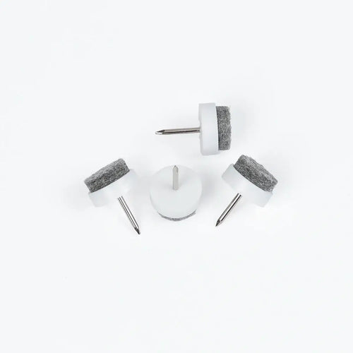 White by Crea floor protector pads with grey felt and nail-in fixing
