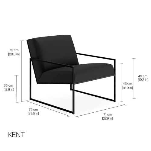 Kent Armchair - Black - Ivory leather