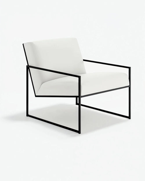 Kent Armchair - Black - Ivory leather