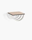 Lisa wall shelf in black frame with oak top and sand leather accents, ideal for modern interior decor and stylish storage.