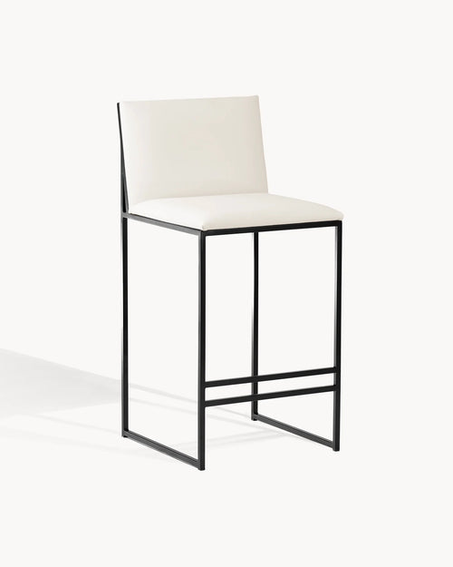 Philip Bar stool - Black - Ivory leather