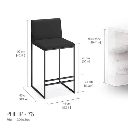 Philip Bar stool - Black - Jade black velvet