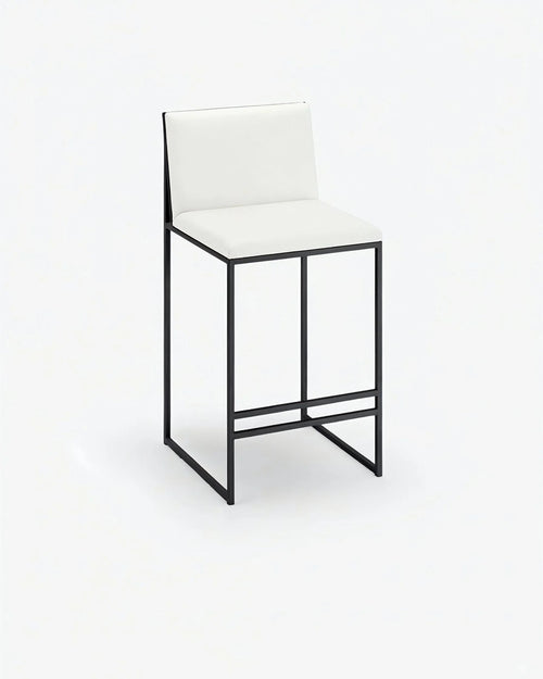 Philip Bar stool - Black - Ivory leather