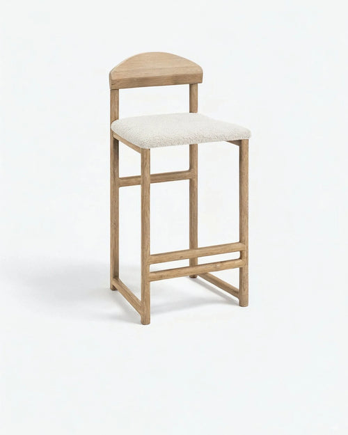 Ted Barstool - Oak - Ivory bouclé