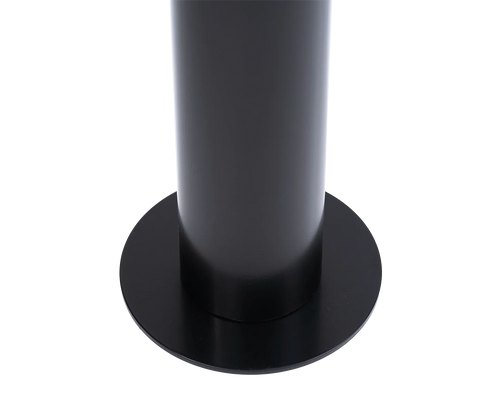 Thomas Candle holder base detail in black steel with circular foot for stability and minimalist elegance | by Crea