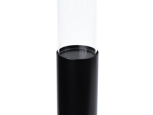 Thomas Candle holder top detail featuring cylindrical glass and matte black steel holder for a modern Scandinavian look | by Crea.