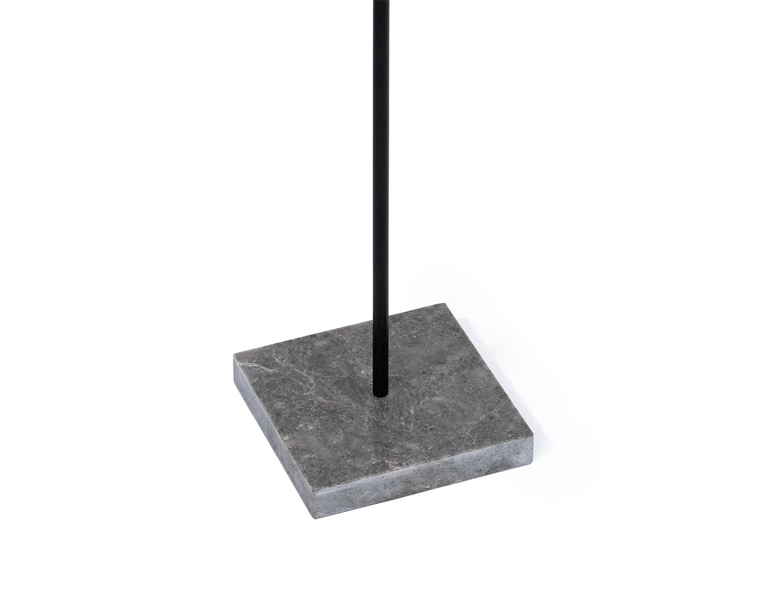Vera Candleholder foot detail featuring a square Caesarstone base with black powder-coated steel rod | by Crea.