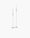 Beige floor candleholders set of 2 in minimalist style, perfect for Scandinavian-inspired decor.