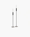 Vera Floor candleholder set of 2 in black with turbin grey base, ideal for modern minimal interiors.