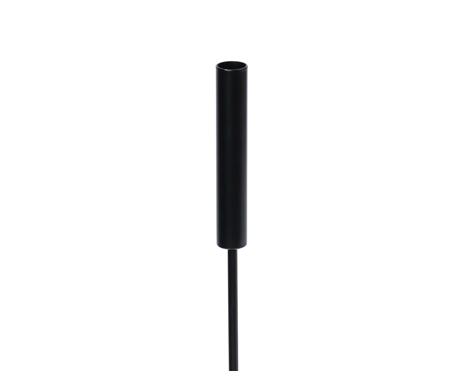 Vera Candleholder top detail showing the cylindrical black steel holder designed to fit a standard taper candle | by Crea.