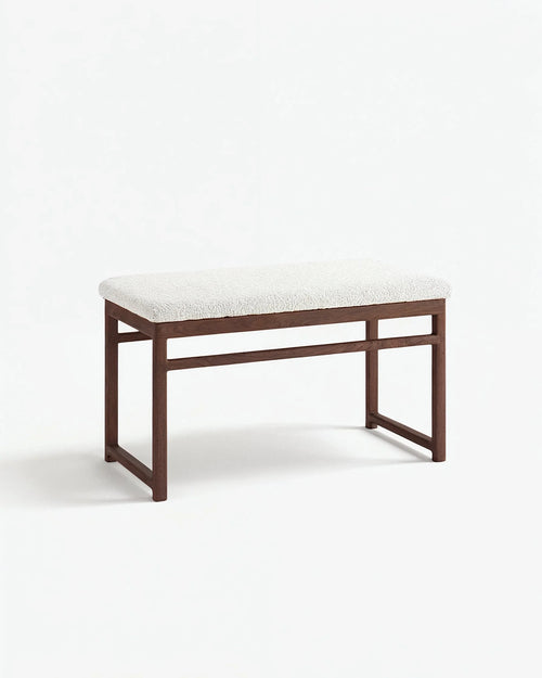 Wilma Bänk - Mörk ek - Ivory bouclé