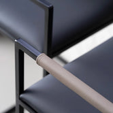 Arm and Backrest in Taupe vegan leather, fitted to a black steel by Crea chair