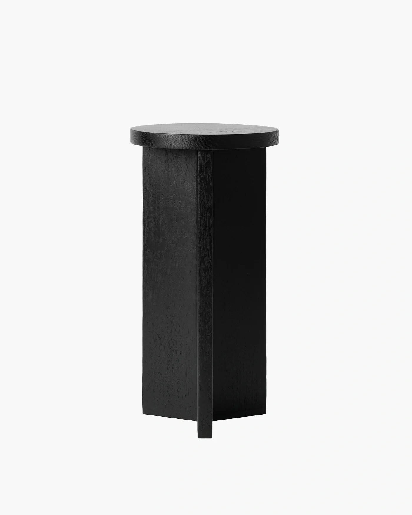 Affe pedestal in minimalistic black oak, showcasing elegant design for modern interiors.