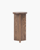 Affe pedestal in dark oak, minimalistic design emphasizing rich solid wood craftsmanship.