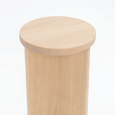 Top view of the Pedestal Affe made of solid oak wood showcasing its minimalistic design
