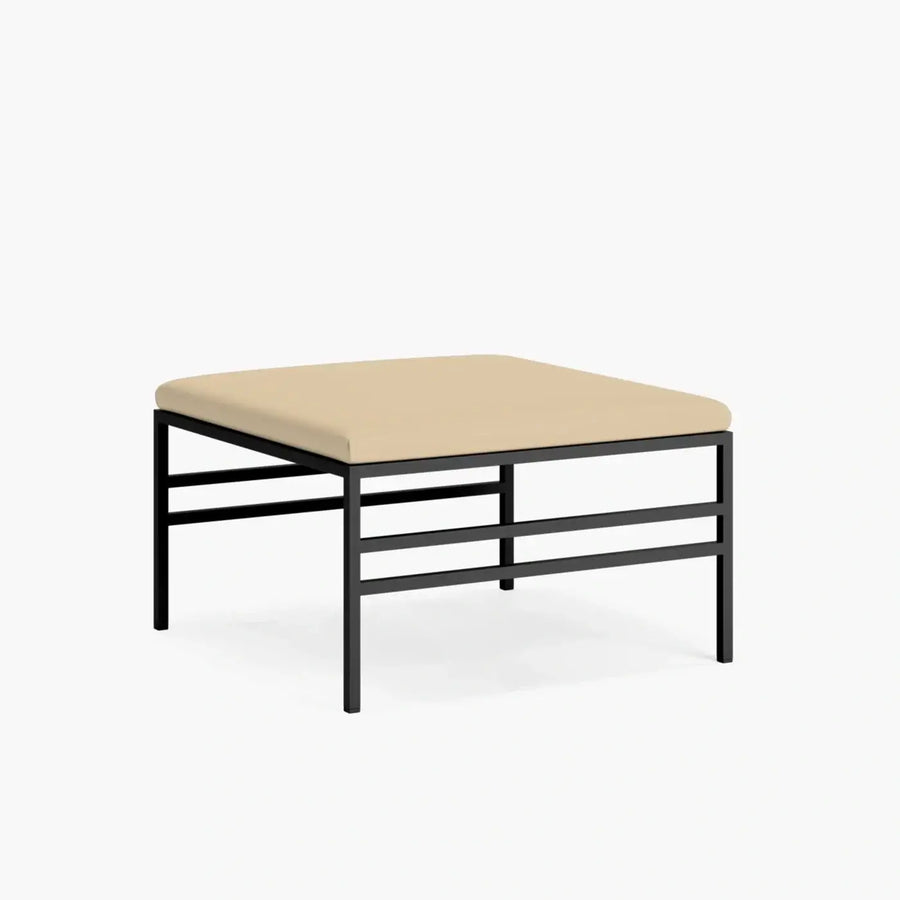 Upholstered Bench Anton – Black Frame – Latte Leather