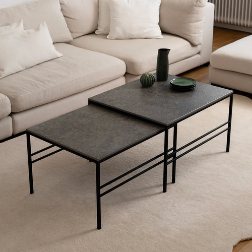 Anton Couchtisch - Kleines Set - Schwarz - Keon dekton