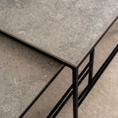 Coffee Table Anton, Dekton Grigio stone top on a black powder-coated steel frame