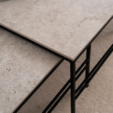 Coffee Table Anton, Dekton Sabbia stone top on a black powder-coated steel frame