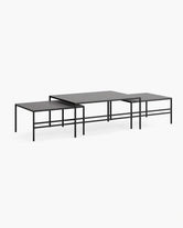Coffee Table Anton large set, black steel frame with Dekton Grafite tops