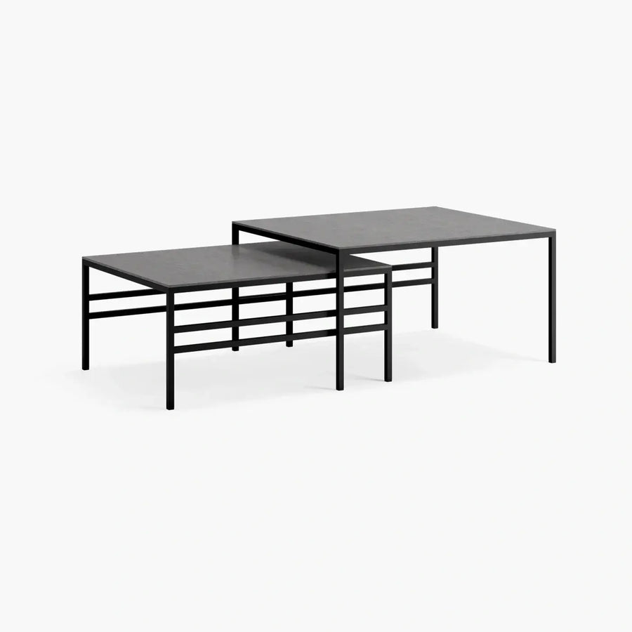 Nesting Coffee Table Set Anton – Small Set – Black Frame – Grafite