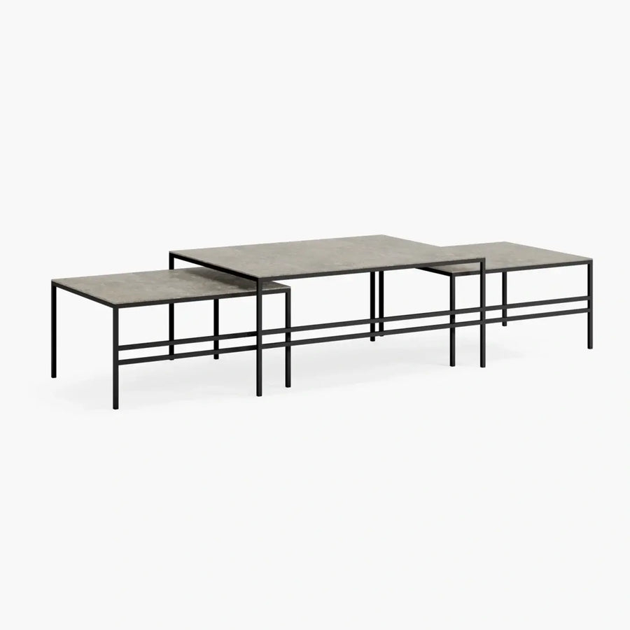 Nesting Coffee Table Set Anton – Large Set – Black Frame – Grigio