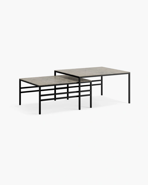 Anton Coffee table - Small set - Black - Grigio dekton