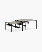 Coffee Table Anton small set, black steel frame with Dekton Grigio tops