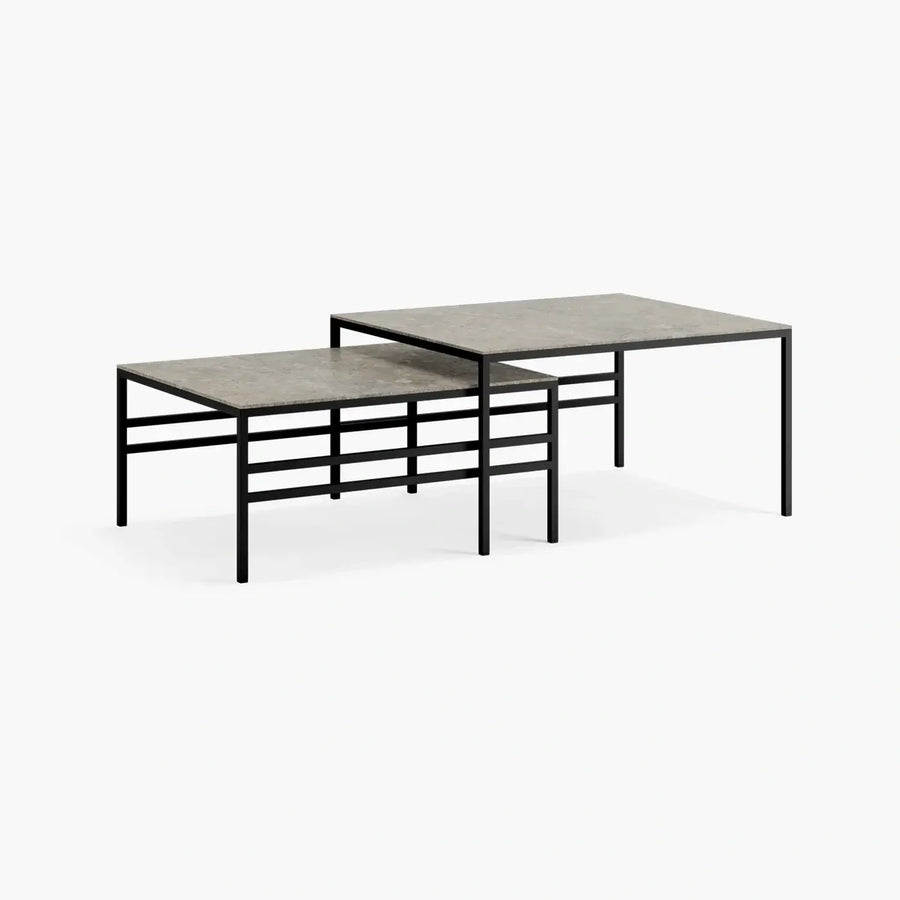 Nesting Coffee Table Set Anton – Small Set – Black Frame – Grigio