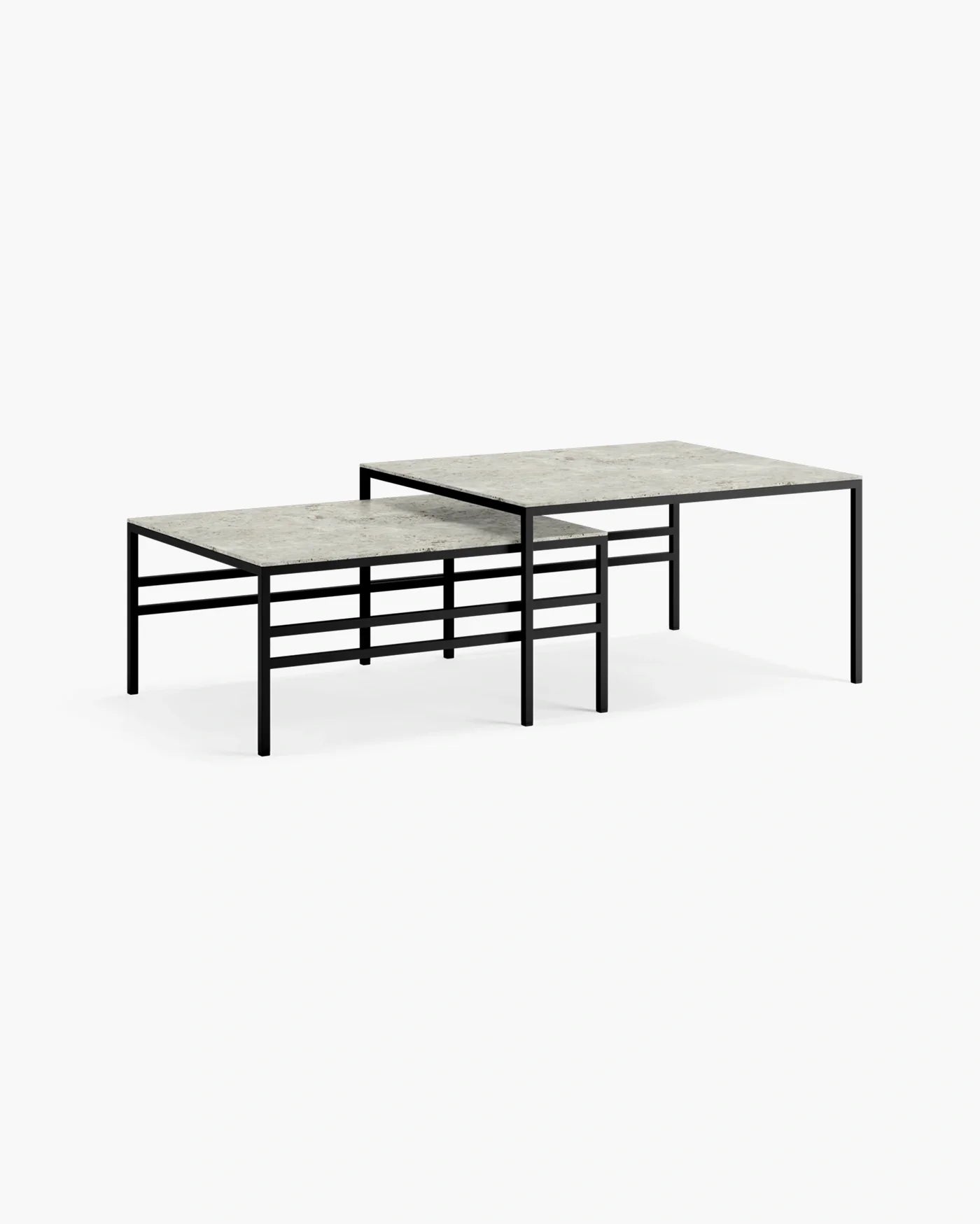 Anton lounge table small set with black frame and Sabbia dekton top, perfect for contemporary interiors.