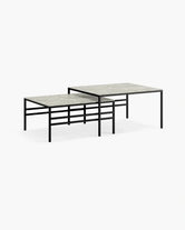 Lounge table Anton small set with black frame and Sabbia Dekton top, perfect for contemporary spaces.