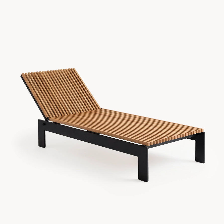 Sun Lounger Bazo – Black Frame & Teak