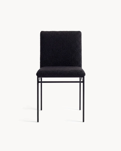 Dining chair Bella  - Black Frame - Black Bouclé Cushion