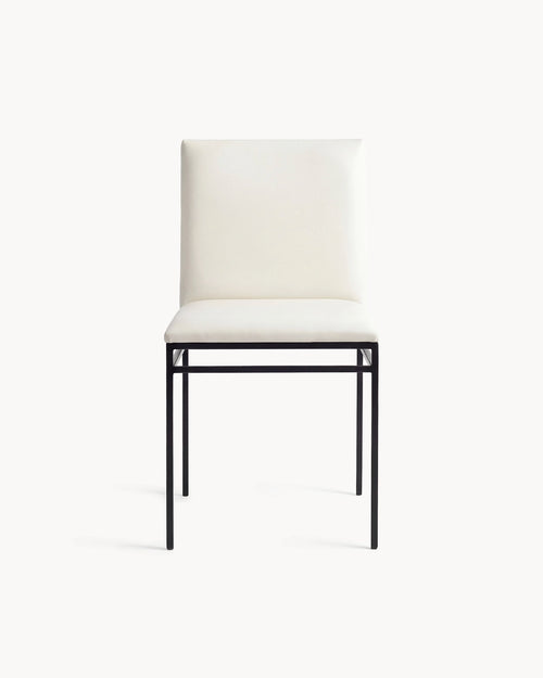 Dining chair Bella  - Black Frame - Ivory Leather Cushion