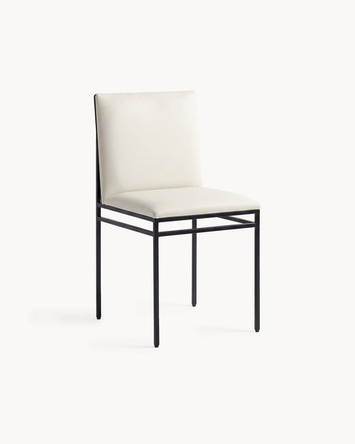 Bella Matstol - Svart - Ivory läder