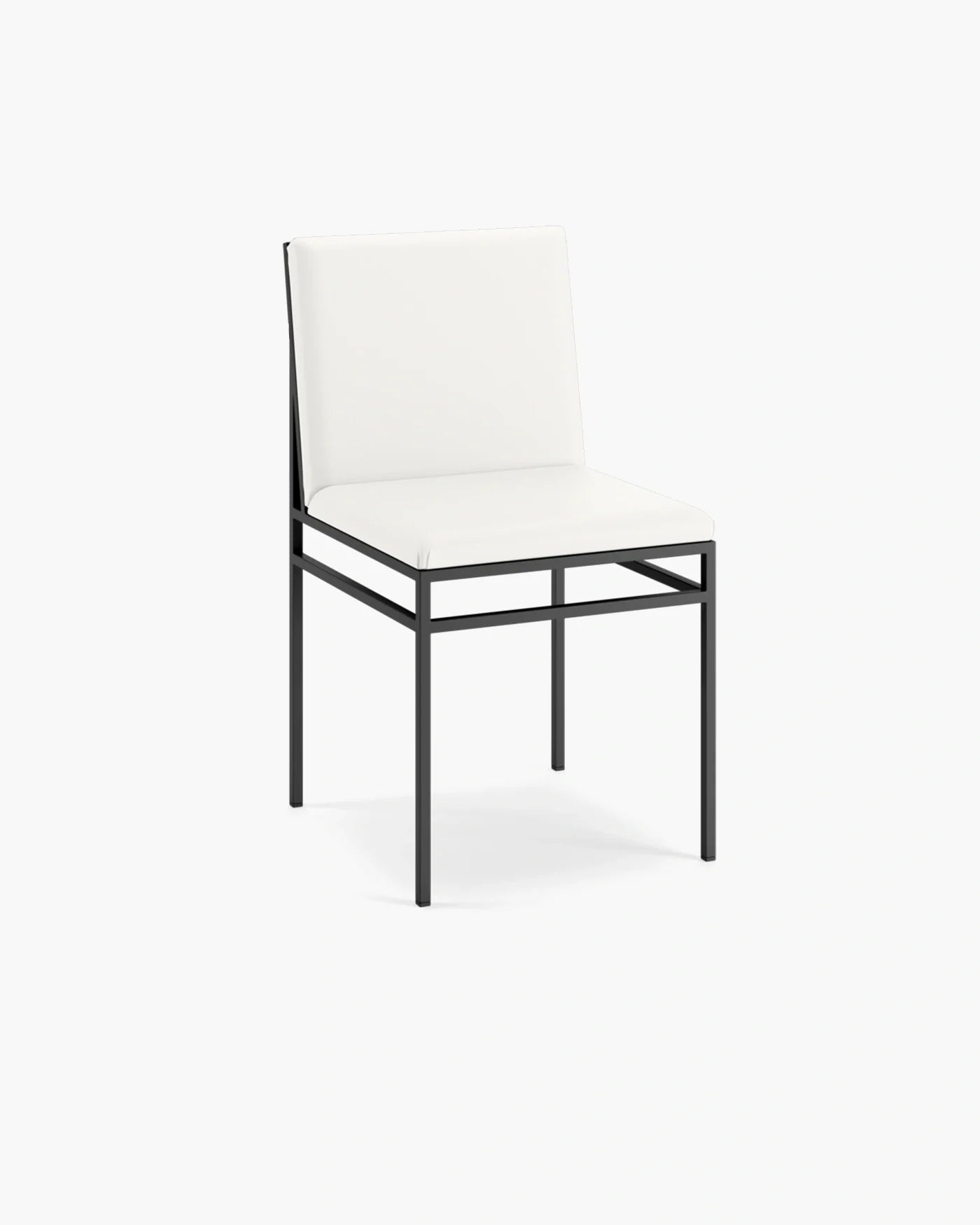 Bella Dining Chair with Ivory leather seat on a sleek black frame for modern dining decor.