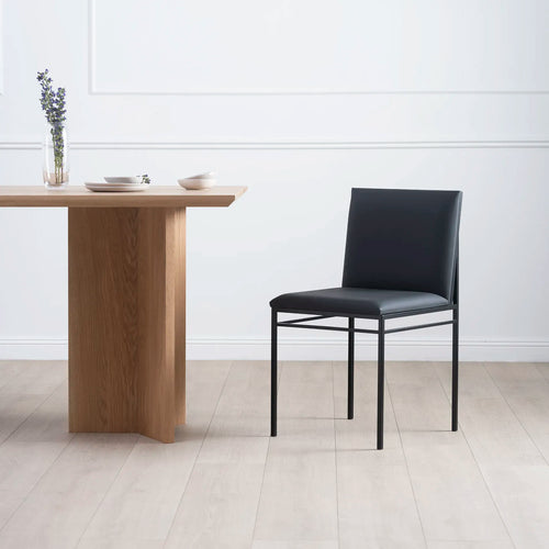 Bella Dining chair - Black - Jade black leather