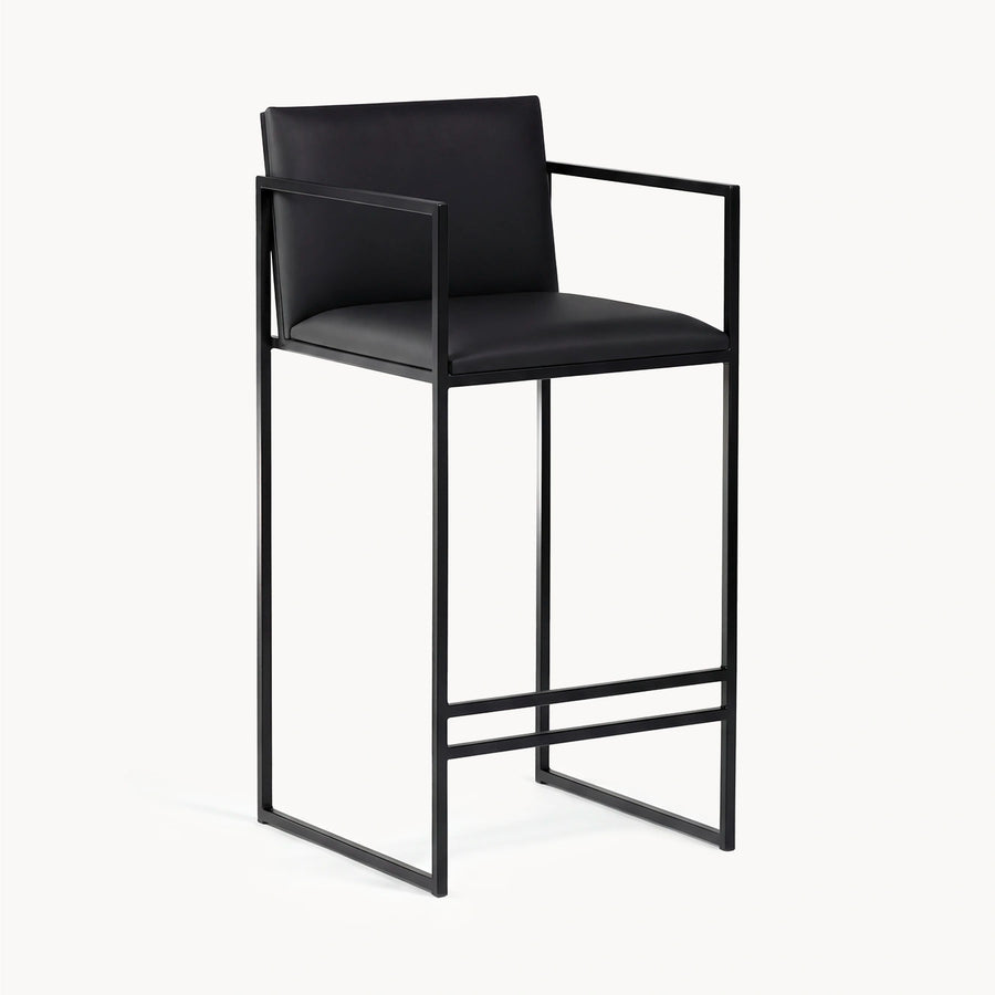 Counter & Bar Stool Bruno – Black Frame – Jade Black Leather