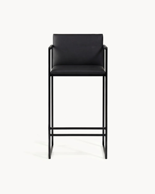 Tabouret de bar Bruno – Noir – Cuir noir Jade – Jade noir