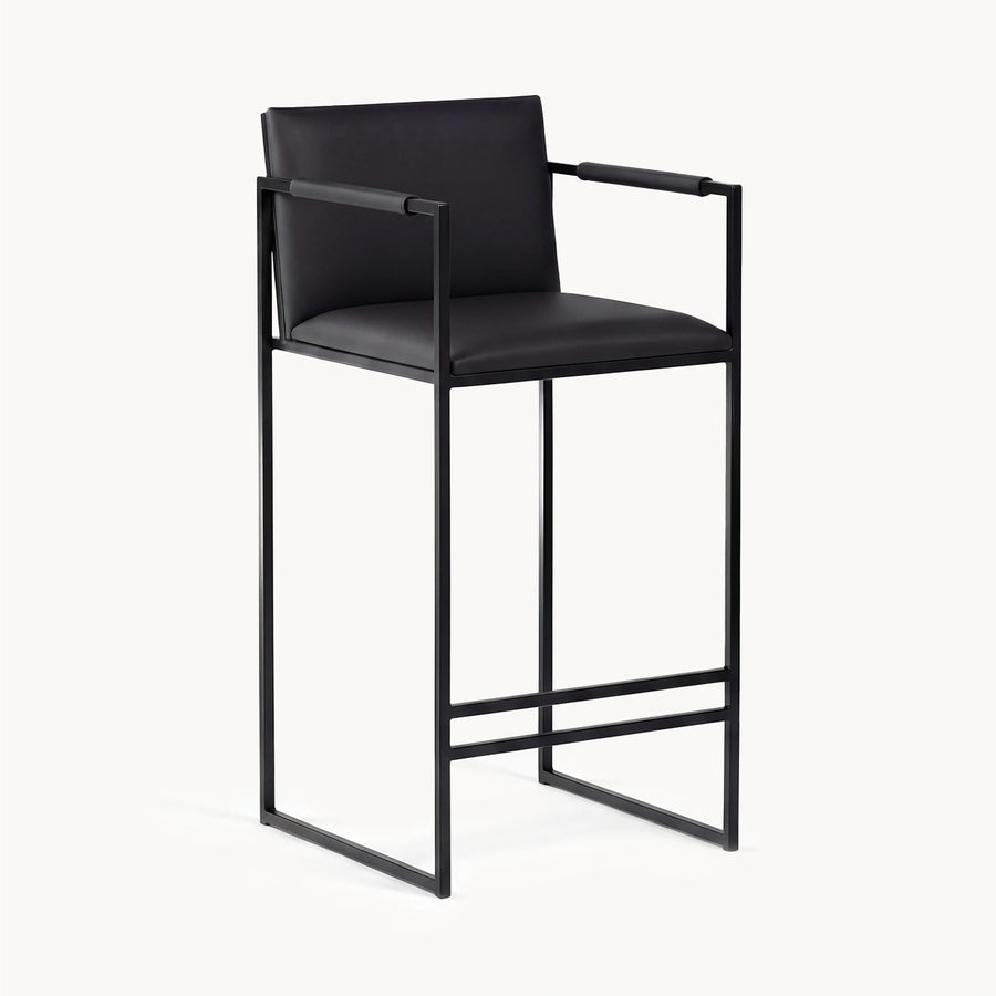 Counter & Bar Stool Bruno – Jade Black Leather – Jade Black Armrests