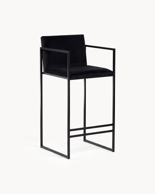 Tabouret de bar Bruno – Noir – Velours noir Jade